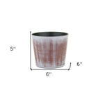 Brown and Ivory Textural Tone On Tone Recycled Plastic Indoor Outdoor Round Pot Planter