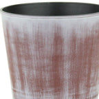 Brown and Ivory Textural Tone On Tone Recycled Plastic Indoor Outdoor Round Pot Planter
