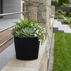 Black Recycled Plastic Indoor Outdoor Round Pot Planter - 6-inch