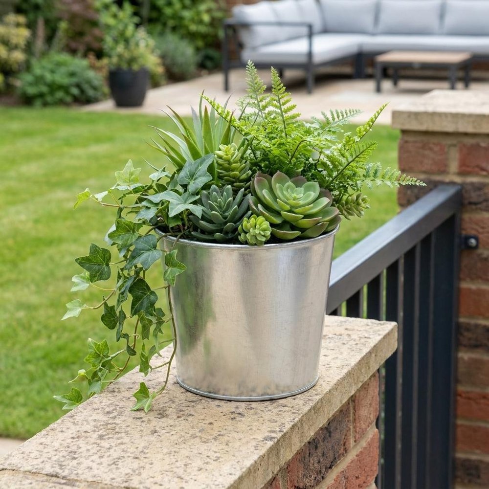 Silver Recycled Plastic Indoor Outdoor Round Pot Planter - 6-inch