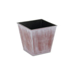Brown and Off White Textural Tone On Tone Recycled Plastic Indoor Outdoor Square Pot Planter