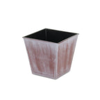 Brown and Off White Textural Tone On Tone Recycled Plastic Indoor Outdoor Square Pot Planter