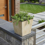 Cream Recycled Plastic Indoor Outdoor Square Pot Planter - 5-inch