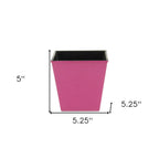 Hot Pink Recycled Plastic Indoor Outdoor Square Pot Planter - 5-inch