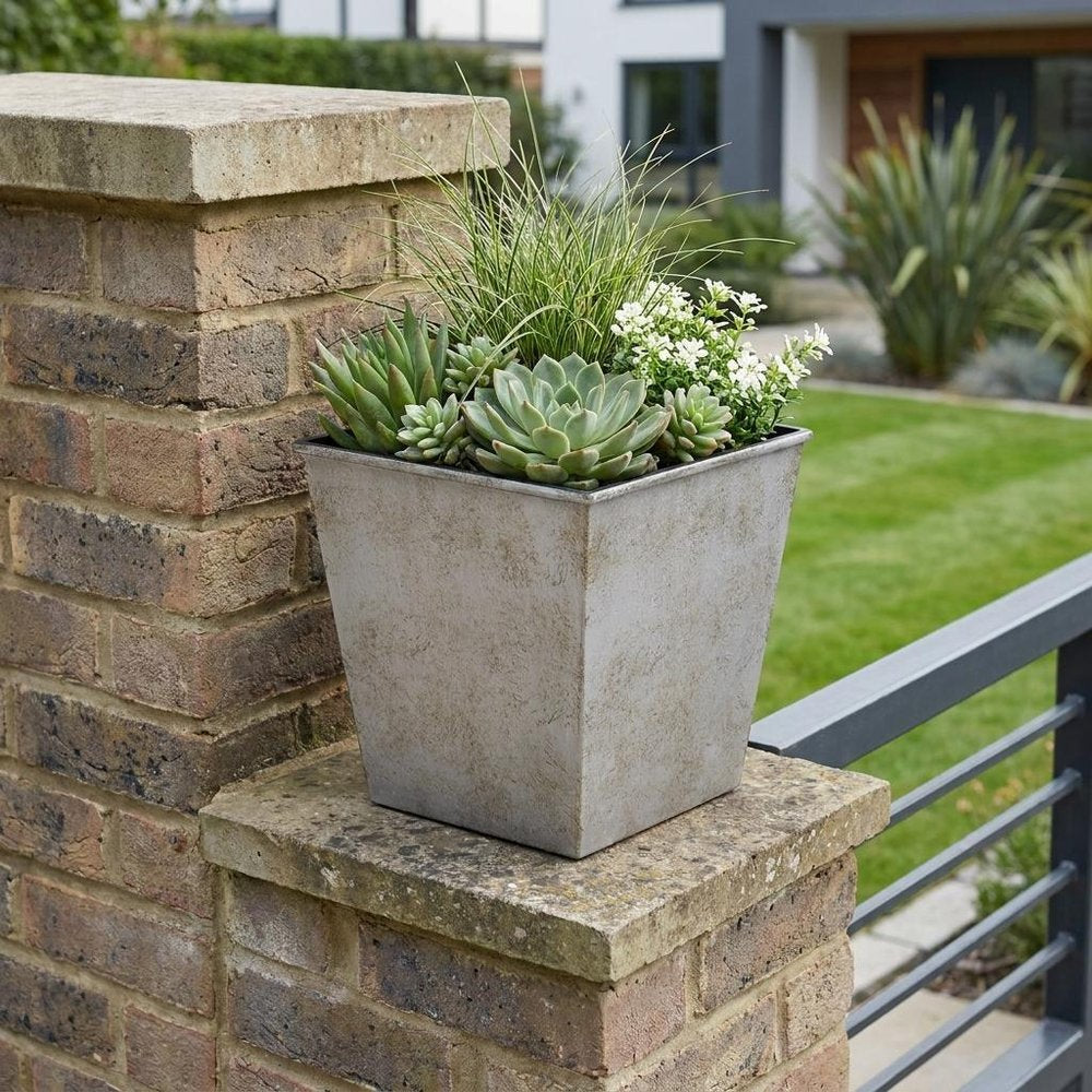 Gray Recycled Plastic Indoor Outdoor Square Pot Planter - 5-inch