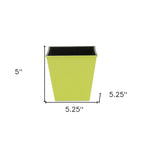 Lime Green Recycled Plastic Indoor Outdoor Square Pot Planter - 5-inch
