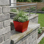 Red Recycled Plastic Indoor Outdoor Square Pot Planter - 5-inch