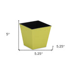 Yellow Recycled Plastic Indoor Outdoor Square Pot Planter - 5-inch