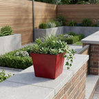 Red Recycled Plastic Indoor Outdoor Square Pot Planter - 7-inch