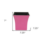 Hot Pink Recycled Plastic Indoor Outdoor Square Pot Planter - 7-inch