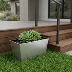 Silver Recycled Plastic Indoor Outdoor Rectangular Planter Box - 8-inch
