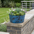 Blue Recycled Plastic Indoor Outdoor Round Pot Planter - 12-inch