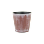 Brown and Off White Textural Tone On Tone Recycled Plastic Indoor Outdoor Round Pot Planter