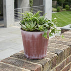 Brown and Off White Textural Tone On Tone Recycled Plastic Indoor Outdoor Round Pot Planter