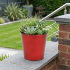 Red Recycled Plastic Indoor Outdoor Round Pot Planter - 5-inch