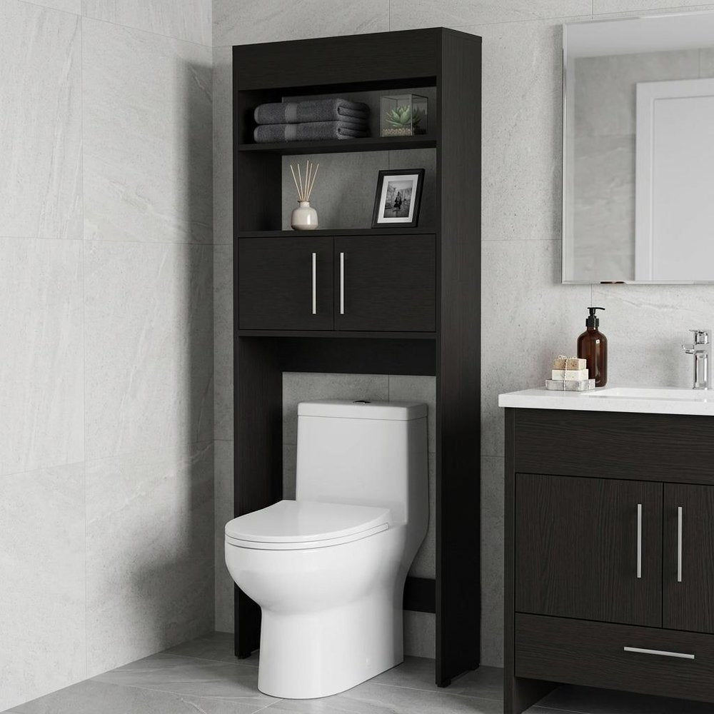 Black Wood Freestanding Single Door Bathroom Vanity - 25-inch