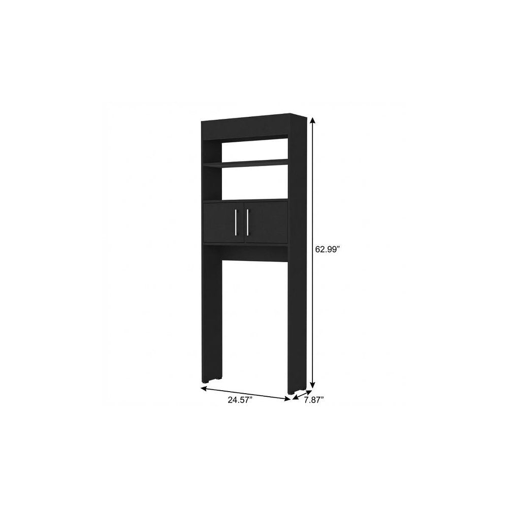 Black Wood Freestanding Single Door Bathroom Vanity - 25-inch