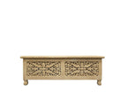 Antique White Solid Carved Wood Scroll Bench with Flip Top - 46-inch