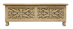 Antique White Solid Carved Wood Scroll Bench with Flip Top - 46-inch
