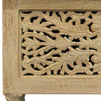 Antique White Solid Carved Wood Scroll Bench with Flip Top - 46-inch