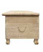 Antique White Solid Carved Wood Scroll Bench with Flip Top - 46-inch