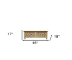 Antique White Solid Carved Wood Scroll Bench with Flip Top - 46-inch
