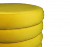 Yellow Velvet Tufted Round Cocktail Ottoman - 21-inch