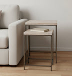 Set of Two 25 Black and Brown Solid Wood Nested Tables