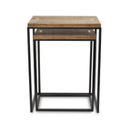 Set of Two 24 Black and Brown Solid Wood Nested Tables