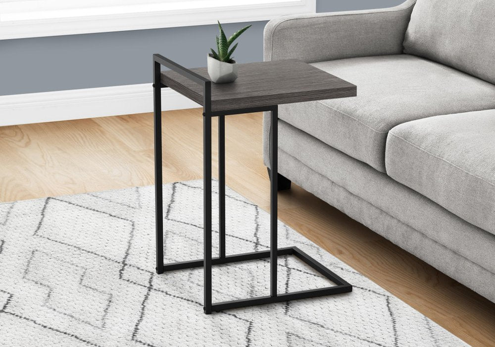 Dark Gray and Black Wood and Iron End Table - 27-inch