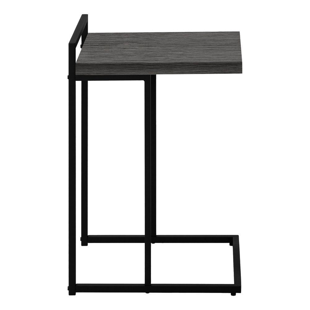 Dark Gray and Black Wood and Iron End Table - 27-inch