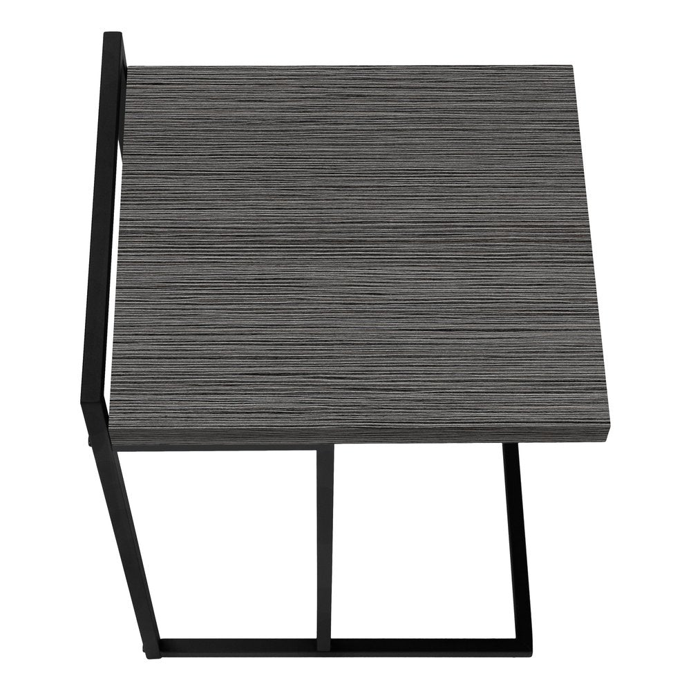 Dark Gray and Black Wood and Iron End Table - 27-inch