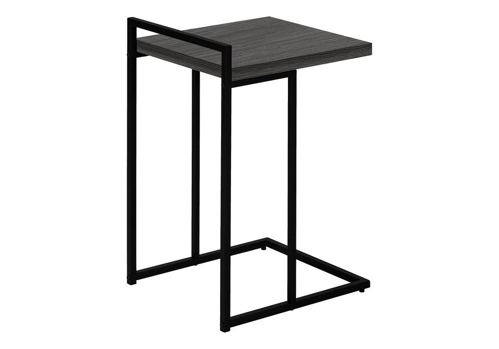 Dark Gray and Black Wood and Iron End Table - 27-inch