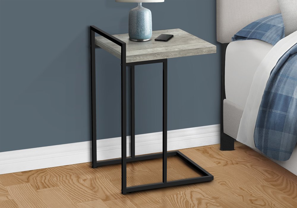 Dark Gray and Black Wood and Iron End Table - 27-inch