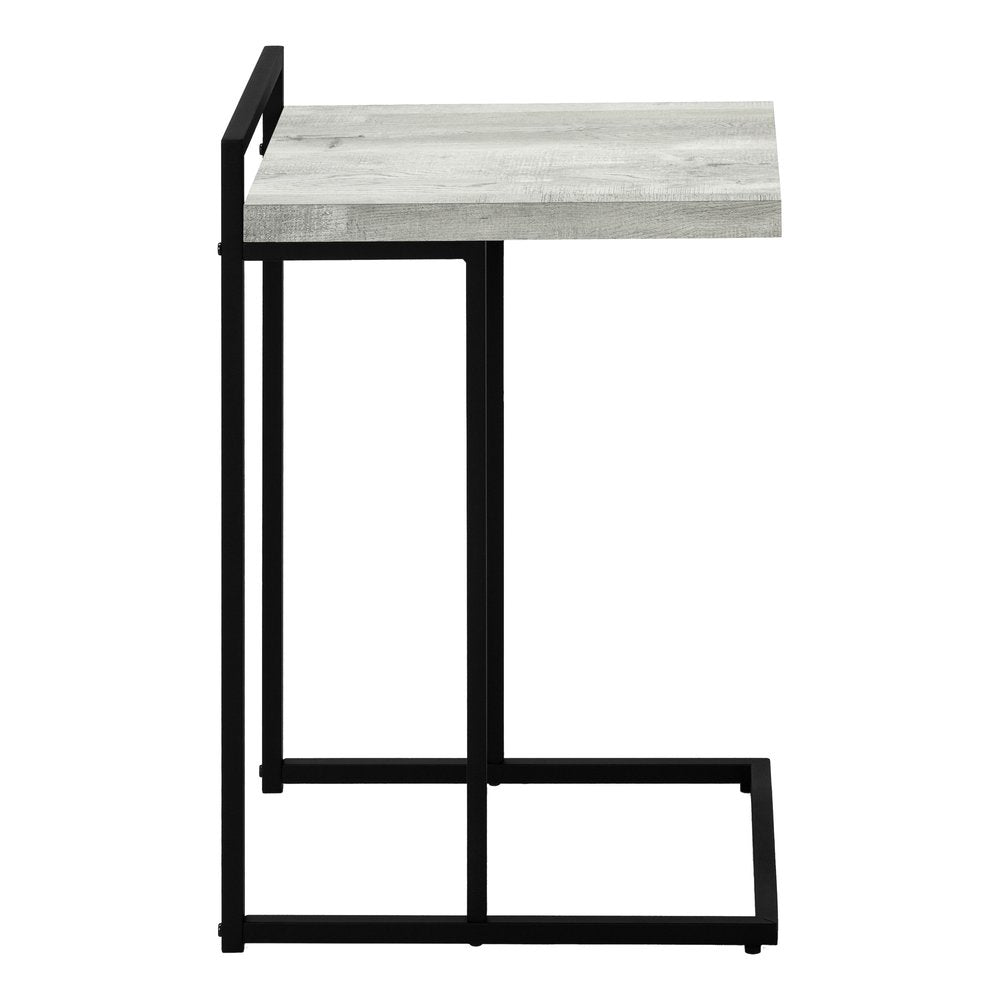 Dark Gray and Black Wood and Iron End Table - 27-inch