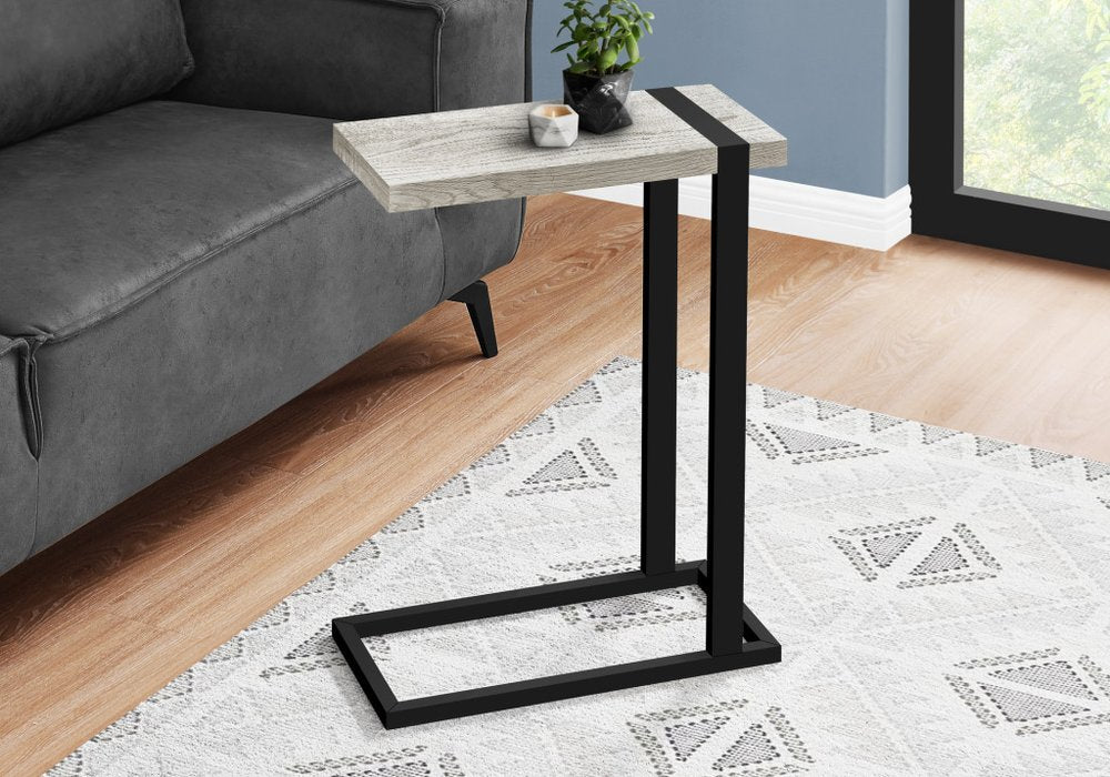 Black Distressed Wood and Iron End Table - 25-inch