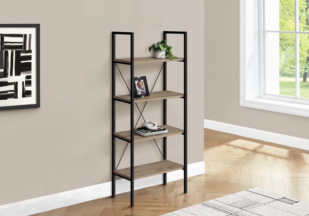 Taupe Metal Four Tier Etagere Bookcase - 48-inch