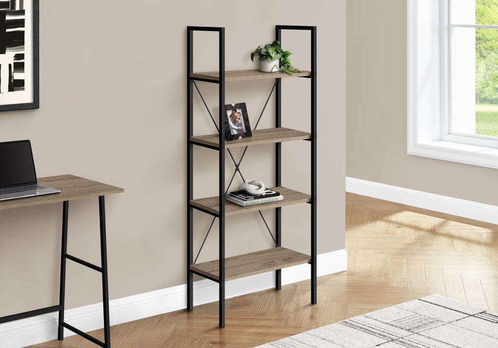 Taupe Metal Four Tier Etagere Bookcase - 48-inch