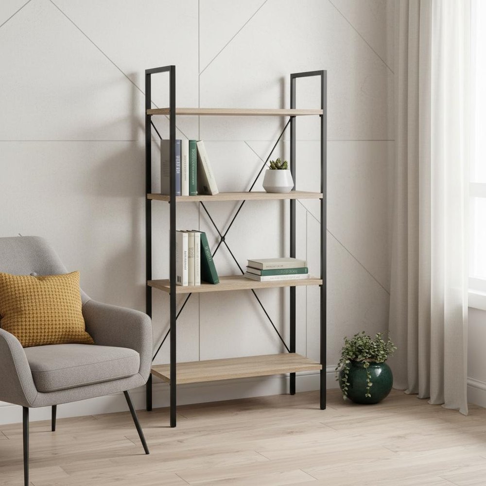 Taupe Metal Four Tier Etagere Bookcase - 48-inch
