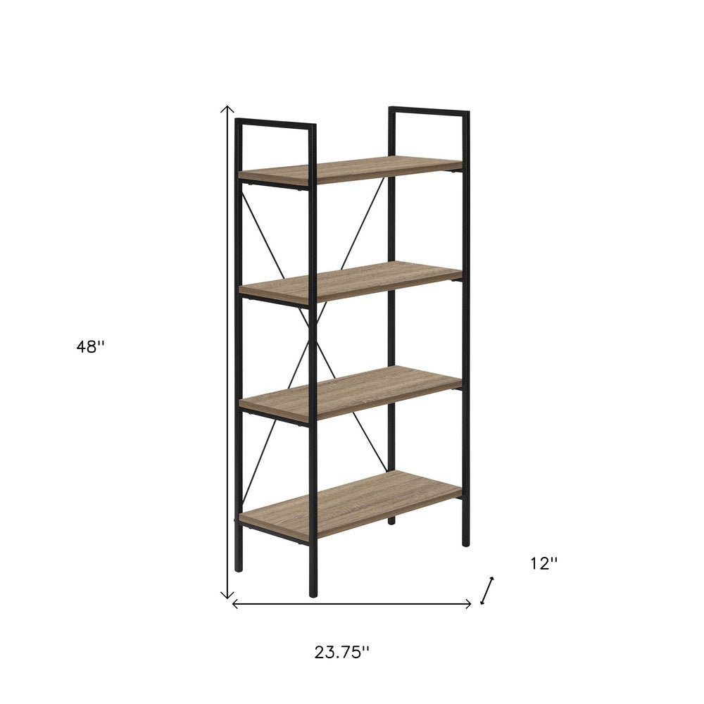 Taupe Metal Four Tier Etagere Bookcase - 48-inch