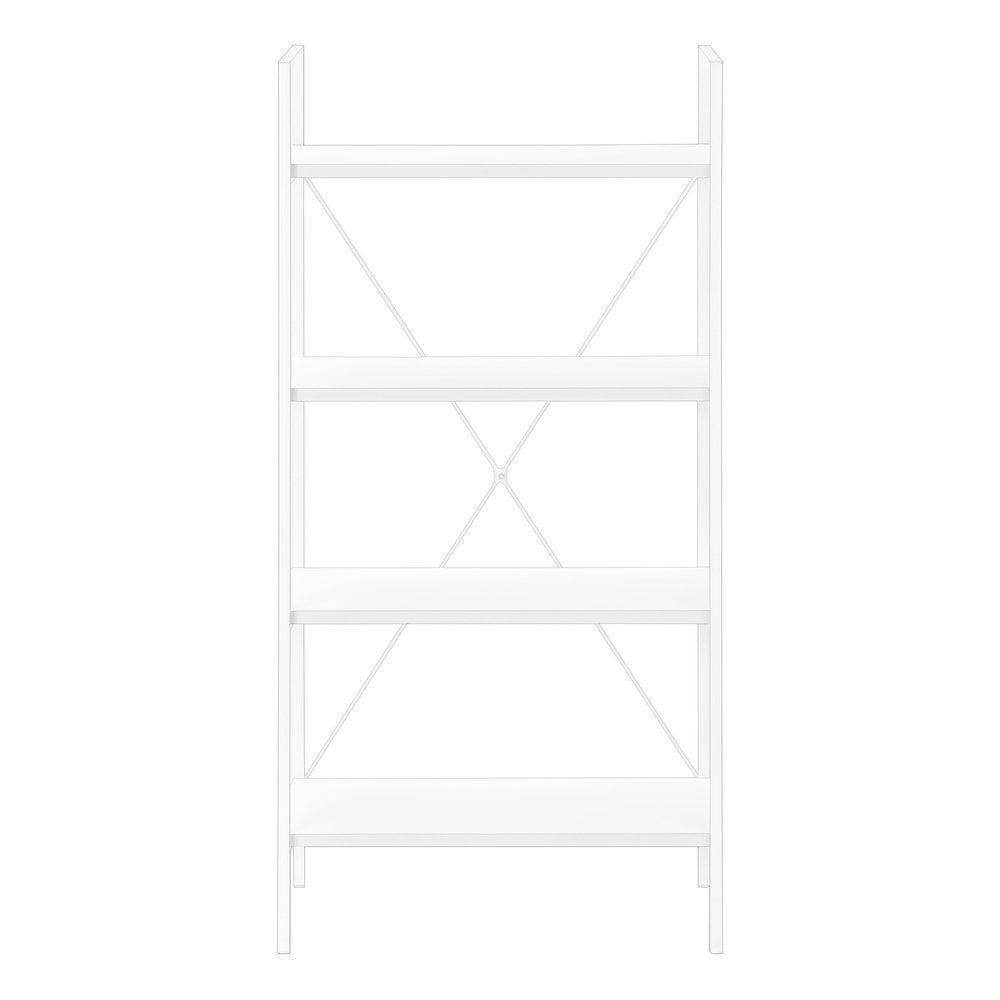 White Metal and Wood Four Tier Etagere Bookcase - 48-inch