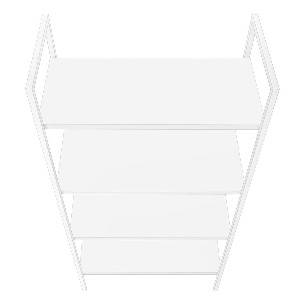 White Metal and Wood Four Tier Etagere Bookcase - 48-inch