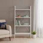 White Metal and Wood Four Tier Etagere Bookcase - 48-inch