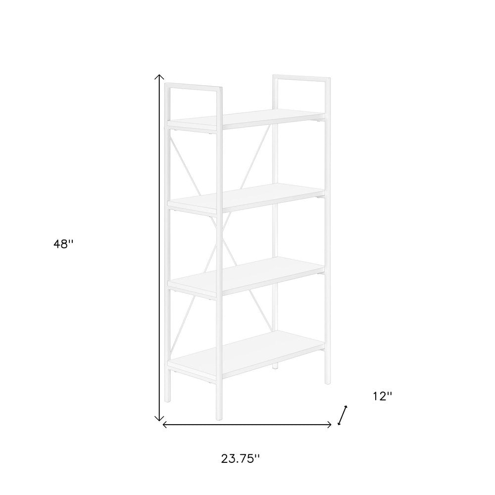 White Metal and Wood Four Tier Etagere Bookcase - 48-inch