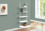 White Metal Five Tier Bookcase - 72-inch