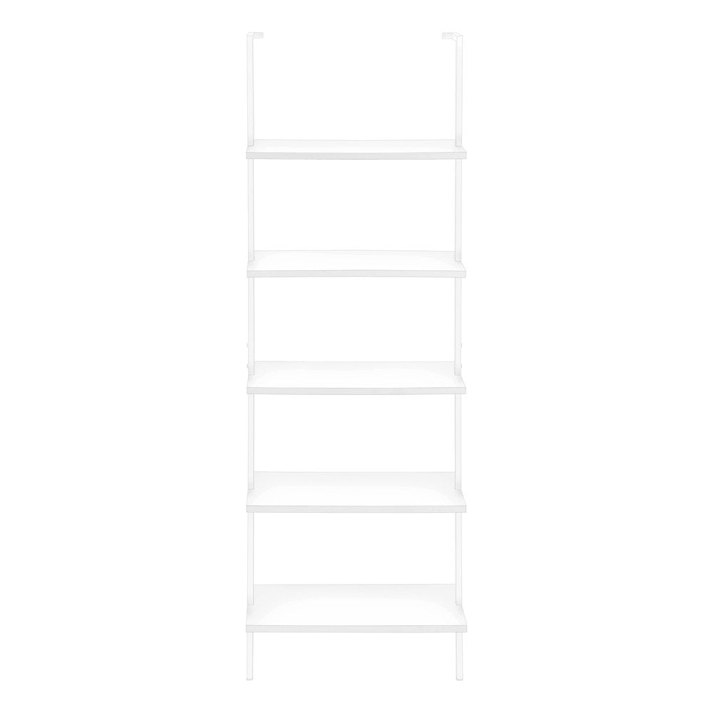 White Metal Five Tier Bookcase - 72-inch