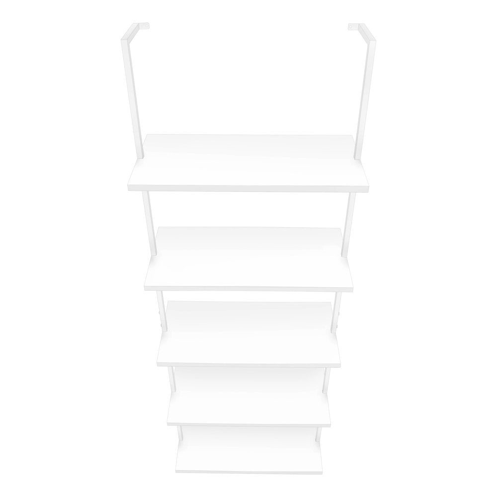 White Metal Five Tier Bookcase - 72-inch