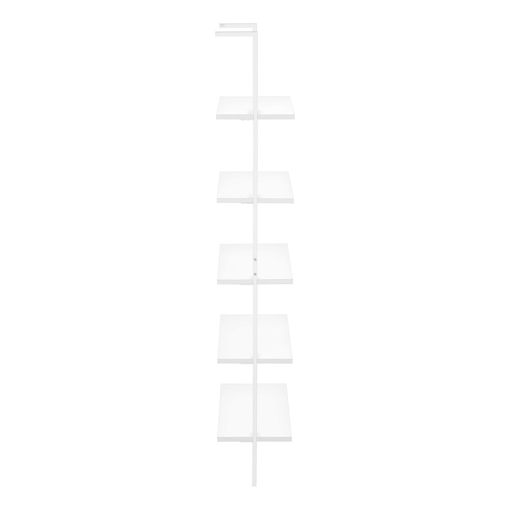 White Metal Five Tier Bookcase - 72-inch