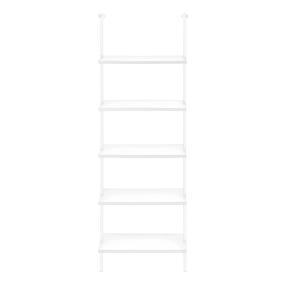 White Metal Five Tier Bookcase - 72-inch