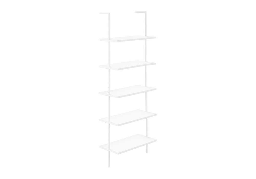 White Metal Five Tier Bookcase - 72-inch